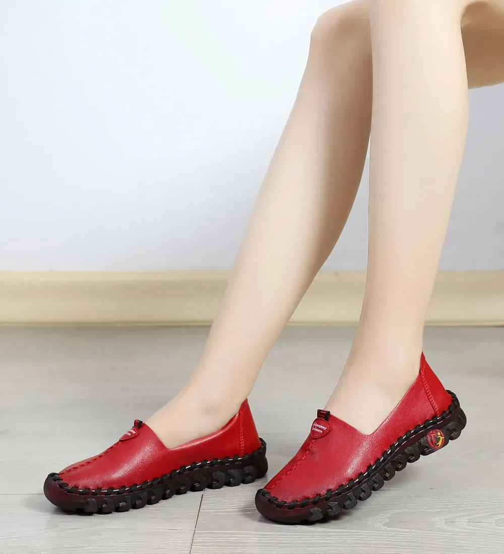 Drop Shipping White Cushion Loafers Women's Comfy Autumn Shoes Woman Flats Red Soft Moccasins Women Slip On Driving Shoes Loafer