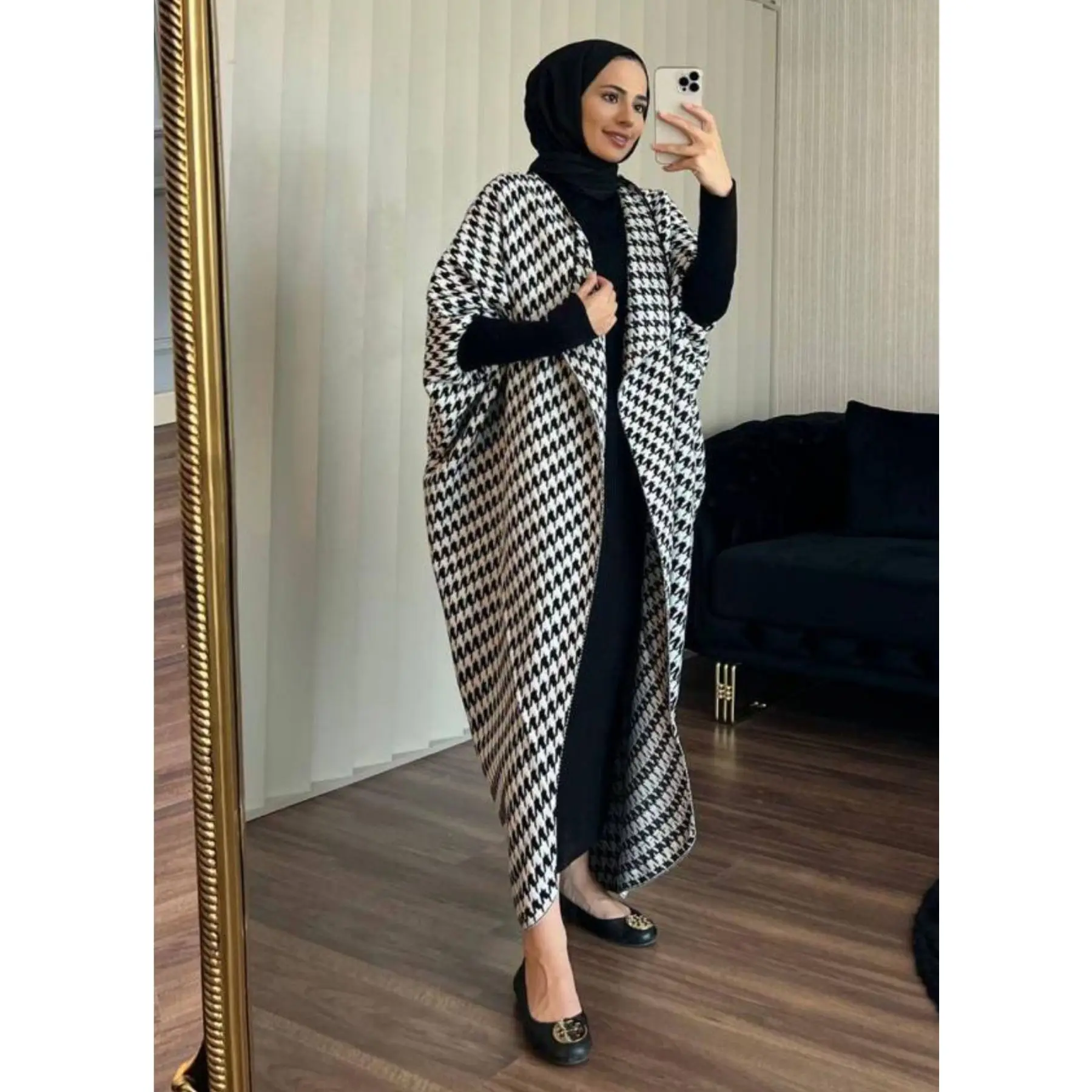

Two Piece Muslim Sets Maxi Dress and Crowbar Pattern Cardigan Abaya Set Modest Islamic Clothing Sets Hijab Turkish Dresses Dubai