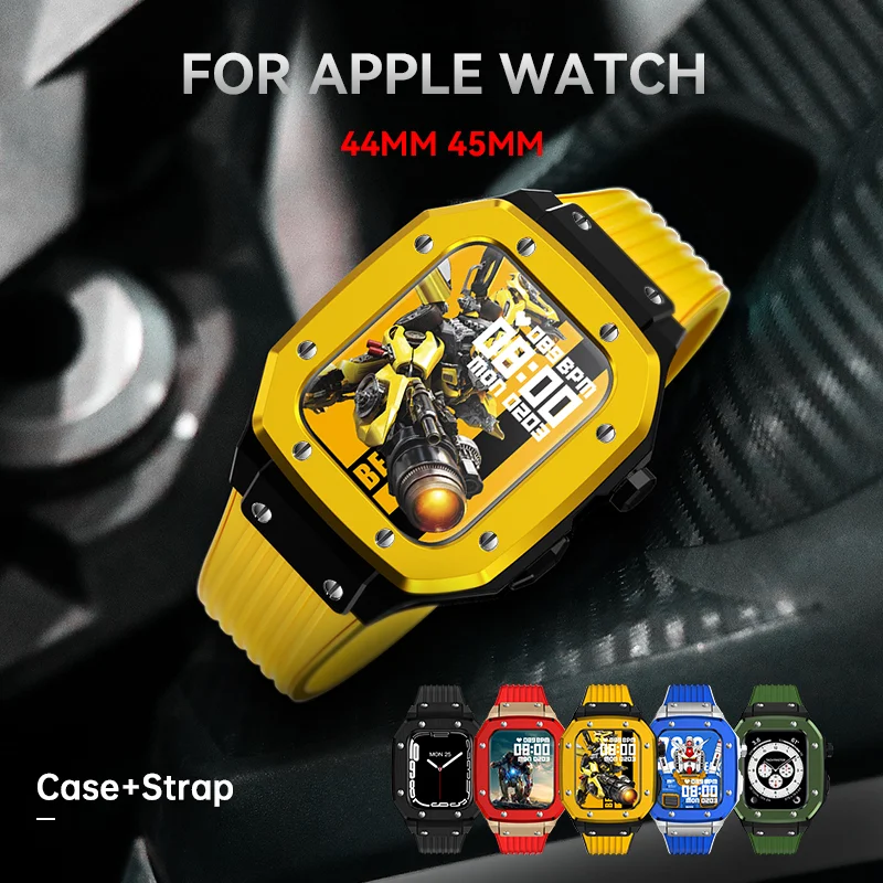 KEYA модификация мод комплект для Apple Watch ремешок чехол 7 6 5 SE 44 мм 45 силиконовый