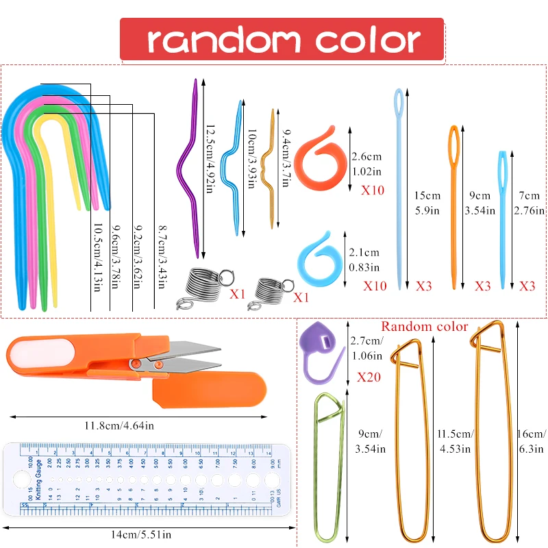 TLKKUE трикотажные технические крупные Зеркальные пластиковые плетеные иглы