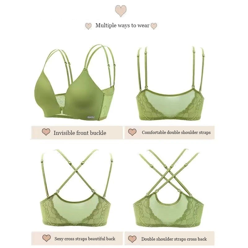 Bras For Women New Invisible Front Buckle Bras Womens Front Buckle Push Up Wireless Bra Lace Back Adjustable Push Up Bra