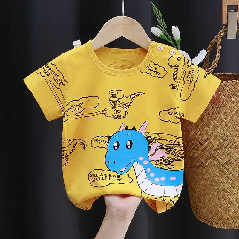 

Children's Short Sleeve T-shirt Pure Cotton Girls' Summer Clothing Baby 2023 Boys' Top