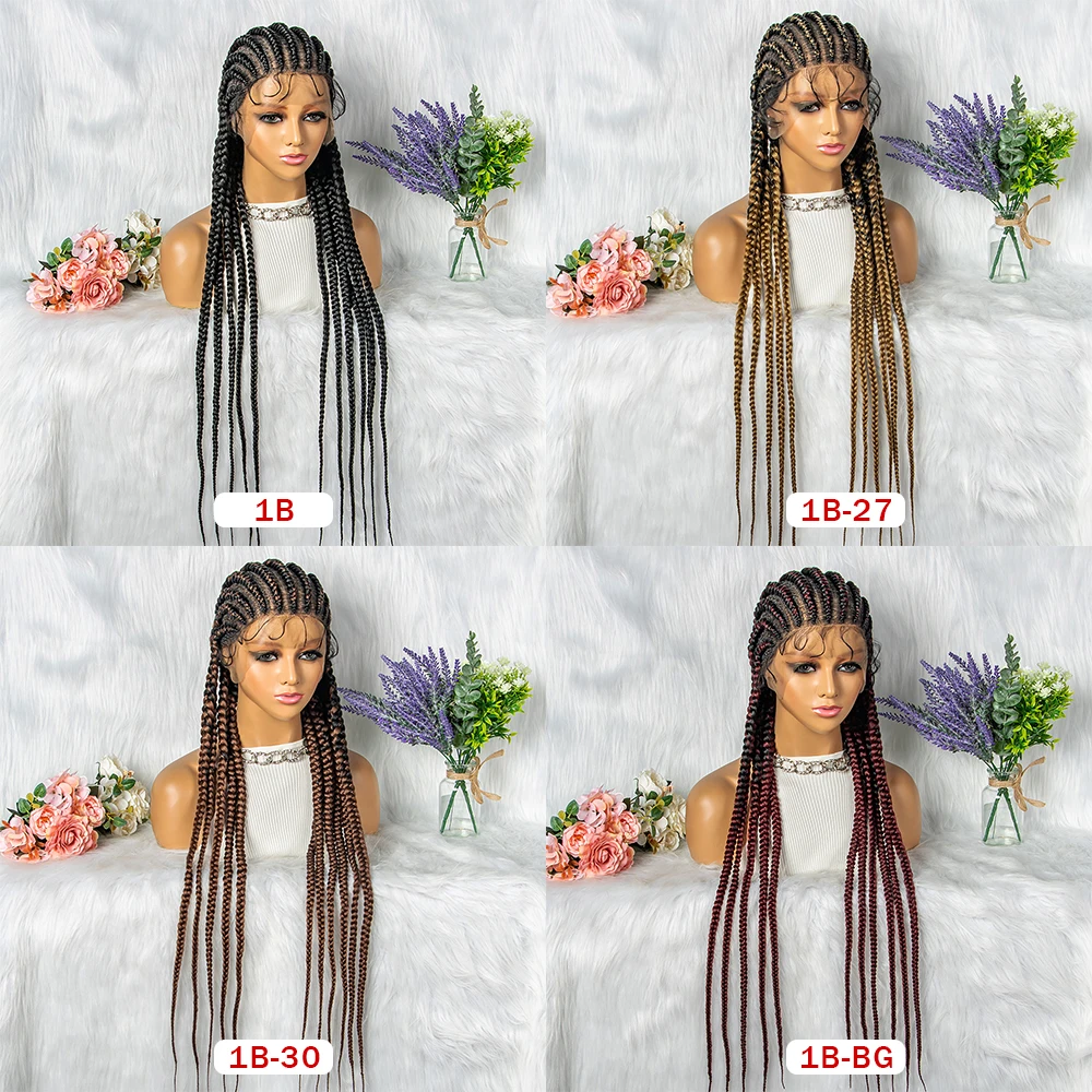 Braided Wigs Full Lace Wig 36inches Braiding Hair For Black Women Synthetic Box Braids Hair Cheap Wigs For Wholesale New images - 6