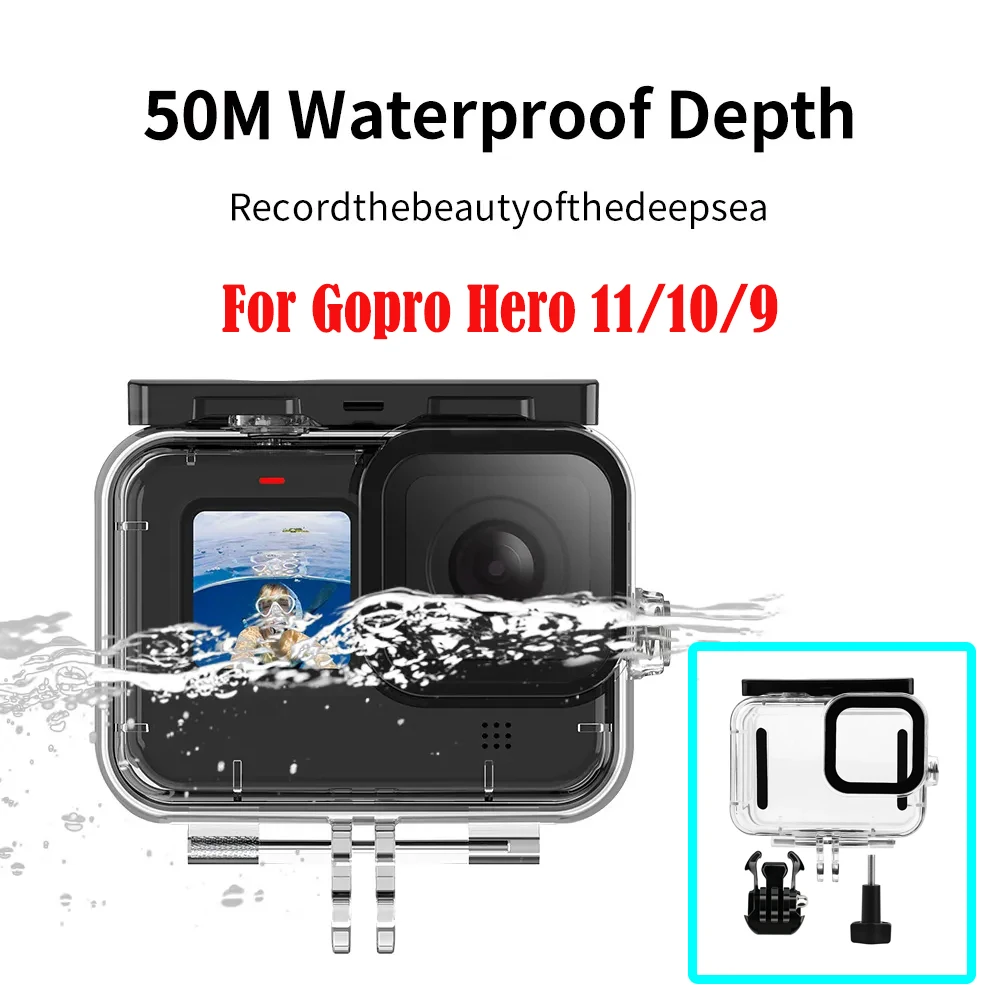 

60M Underwater Waterproof box Housing Diving Case Protective Shell for GoPro Hero 12 11 10 9 Black Action Camera Accessories