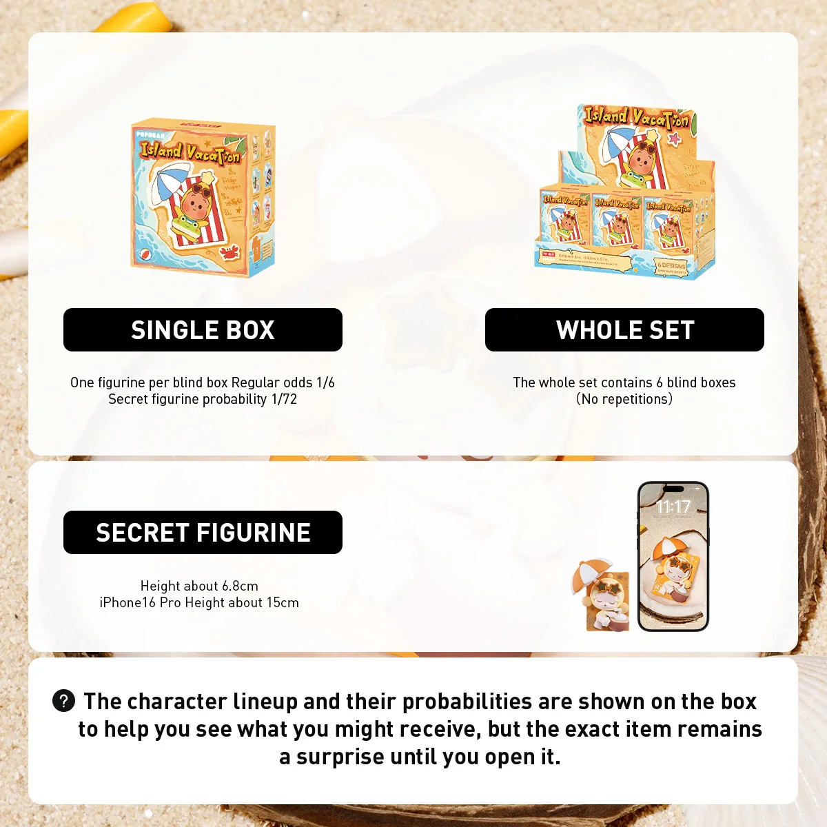 Фото 【EU】POP MART POP BEAN Island Vacation Series Магнит на холодильник 1 шт./6 шт. Фигурка из серии Blind Box №4