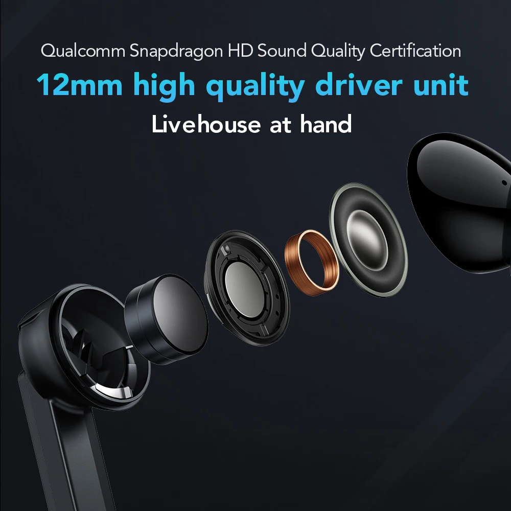 Black Shark JoyBuds Pro ANC TWS Earphones Ultra-low Latency 14.2mm Driver Dual-mic Bluetooth 5.2 Fast Charge Gaming Earbuds