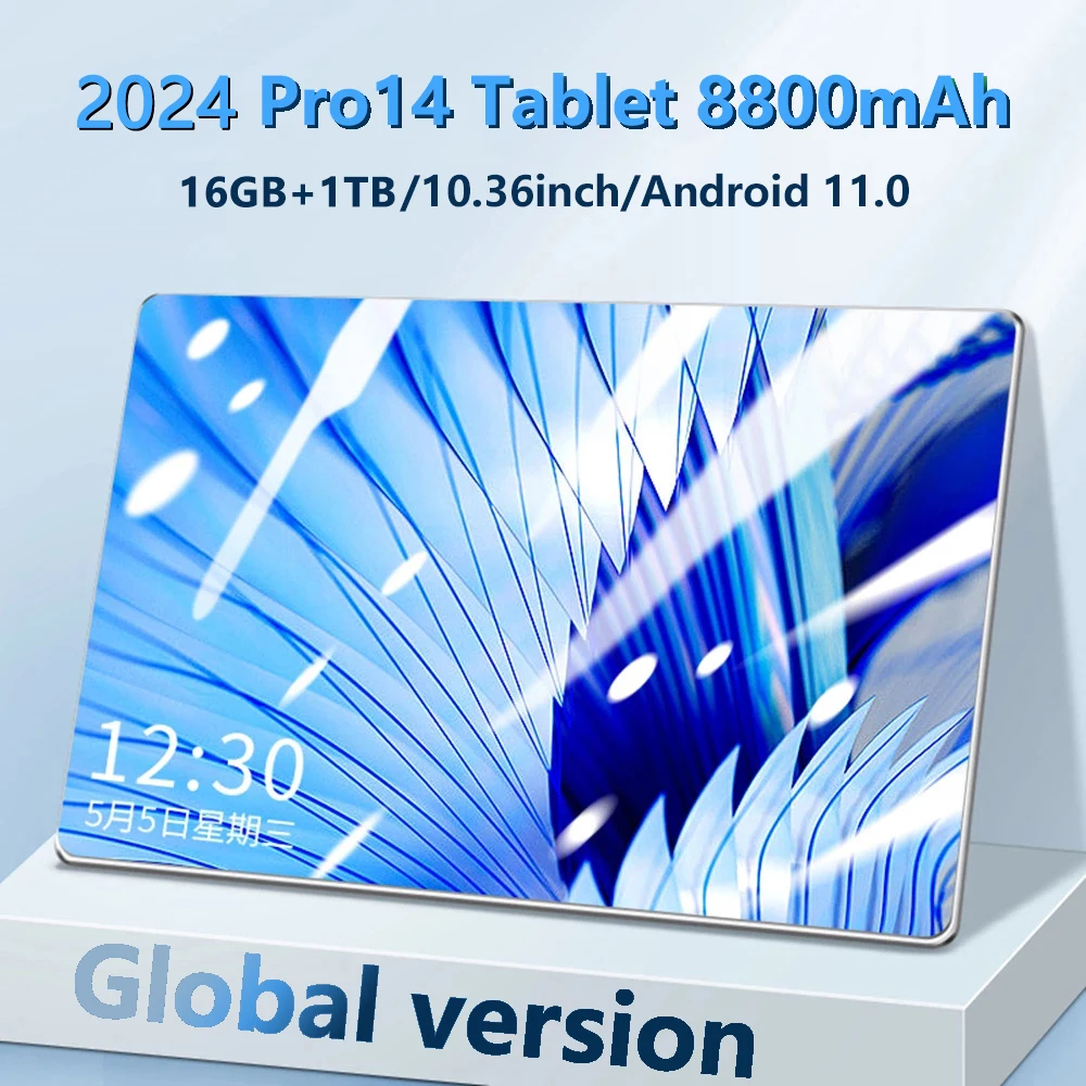 2024 Tablet Android Versione Globale 16Gb + 1Tb Nuova Rete Pro 14 10.36 Pollici 10 Core Android 11.0 Mtk6797 Tablet Wifi 8800 Mah