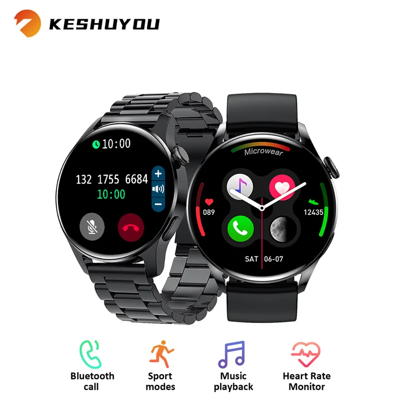 Купи KESHUYOU GT3 Смарт-часы для мужчин Bluetooth Call HR Monitor Sport Fitness Tracker Sleep Weather Message Напоминание SmartWatch для женщин для Android iOS Phone за 1,724 рублей в магазине AliExpress