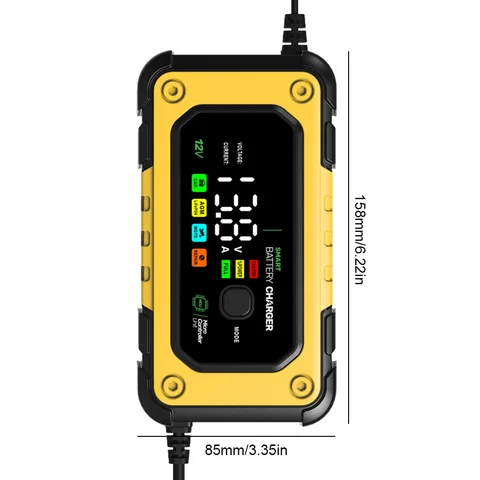 12V 7A Полностью автоматическое интеллектуальное зарядное устройство для аккумулятора ЖК-дисплей Power Pulse Repair Charger Большой экран для автомобиля мотоцикла AGM GEL WET
