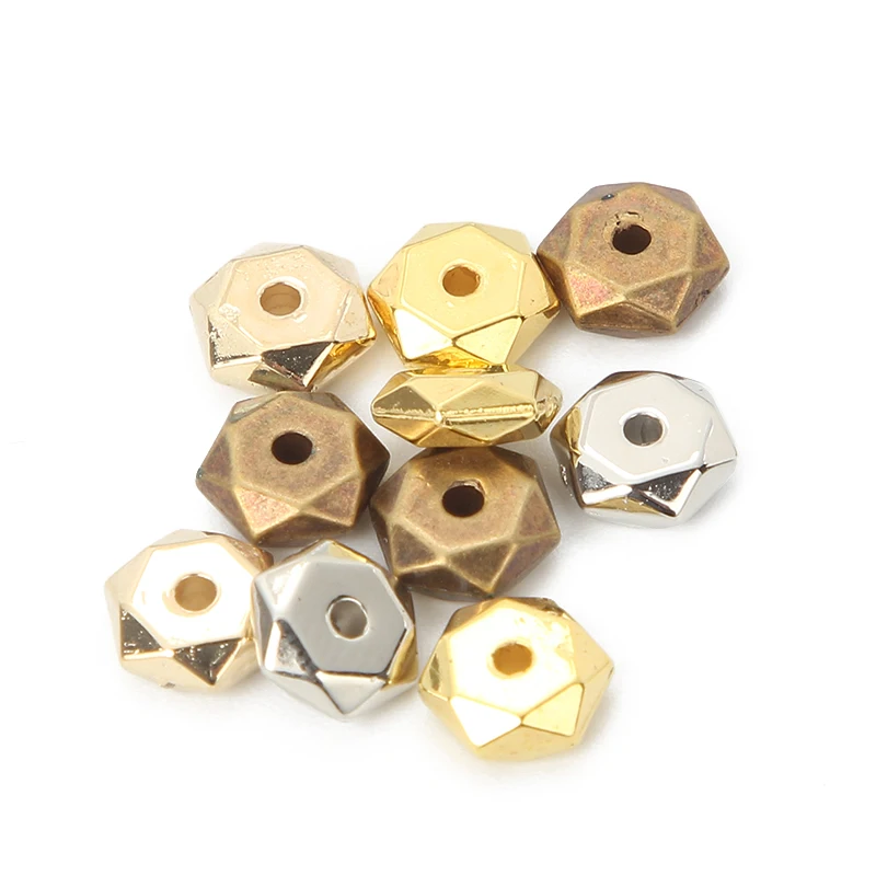 

200pcs 7mm Gold Rhodium Bulk CCB Plastic Bead Wheel Round Loose Spacer Beads For Jewelry Makings Bracelet Necklace DIY Supplies