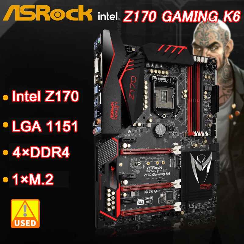   LGA 1151 Intel Z170 ASRock Z170 Gaming K6 DDR4 64  PCI-E 3, 0 M.2 SATA III USB3.0 ATX    