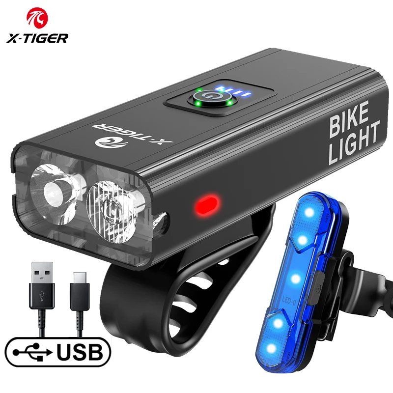 

X-TIGER Front Bicycle Light Waterproof Mountain Bike Flashlight USB LED Rechargeable 1200 Lumens Outdoor MTB Bicycle Lamps
