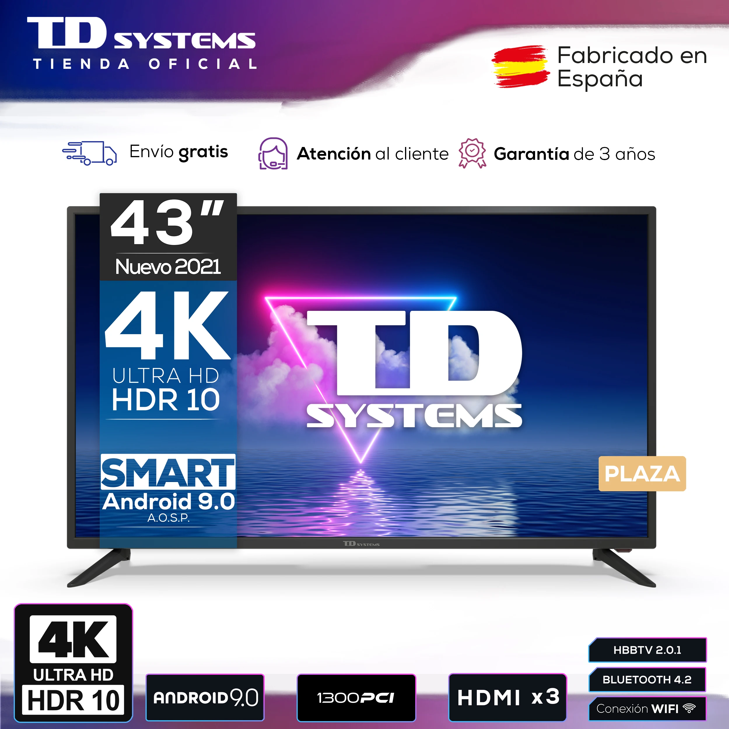 Смарт ТВ телевизоры 43 дюйма TD системы K43DLG12US. UHD 4K HDR DVB-T2/C/S2 HB TV [бесплатно из Испании