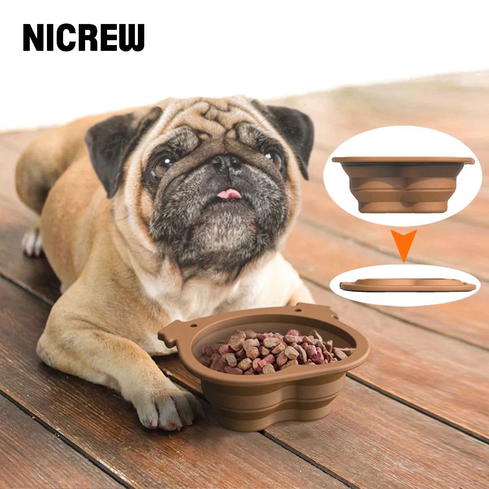 

NICREW Dog Folding Bowl Food Grade Silicone Pet Collapsible Outdoor Travel Portable Puppy Food Container Feed Dish Pet Supplies