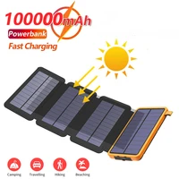 solar power bank 990000mah mobile phone charger portable outdoor waterproof folding solars panels 5v2a powerbank quick charge