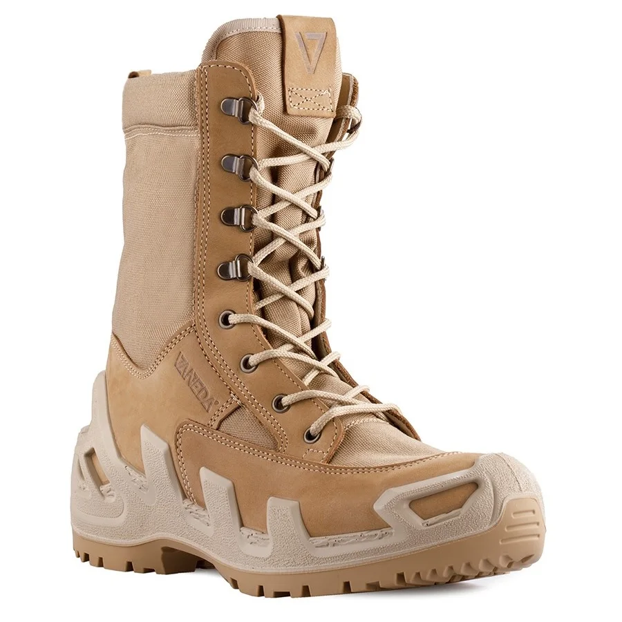 

Vaneda 1203 Beige Tactical Summer Boots Men Women Breathable Nubuck Leather Outdoor Trekking Hunting Hiking Shoes Light Weight