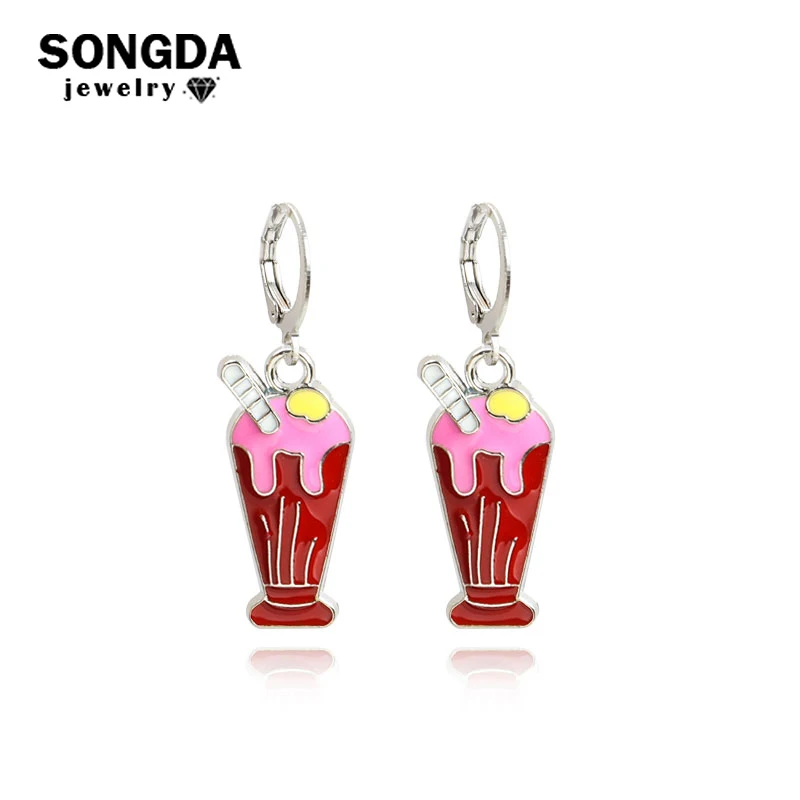 

New Creative Enamel Ice Cream Dangle Earrings For Women Fashion Minimalist Drop Earring Girls Personality Earrings JJewelry Gift