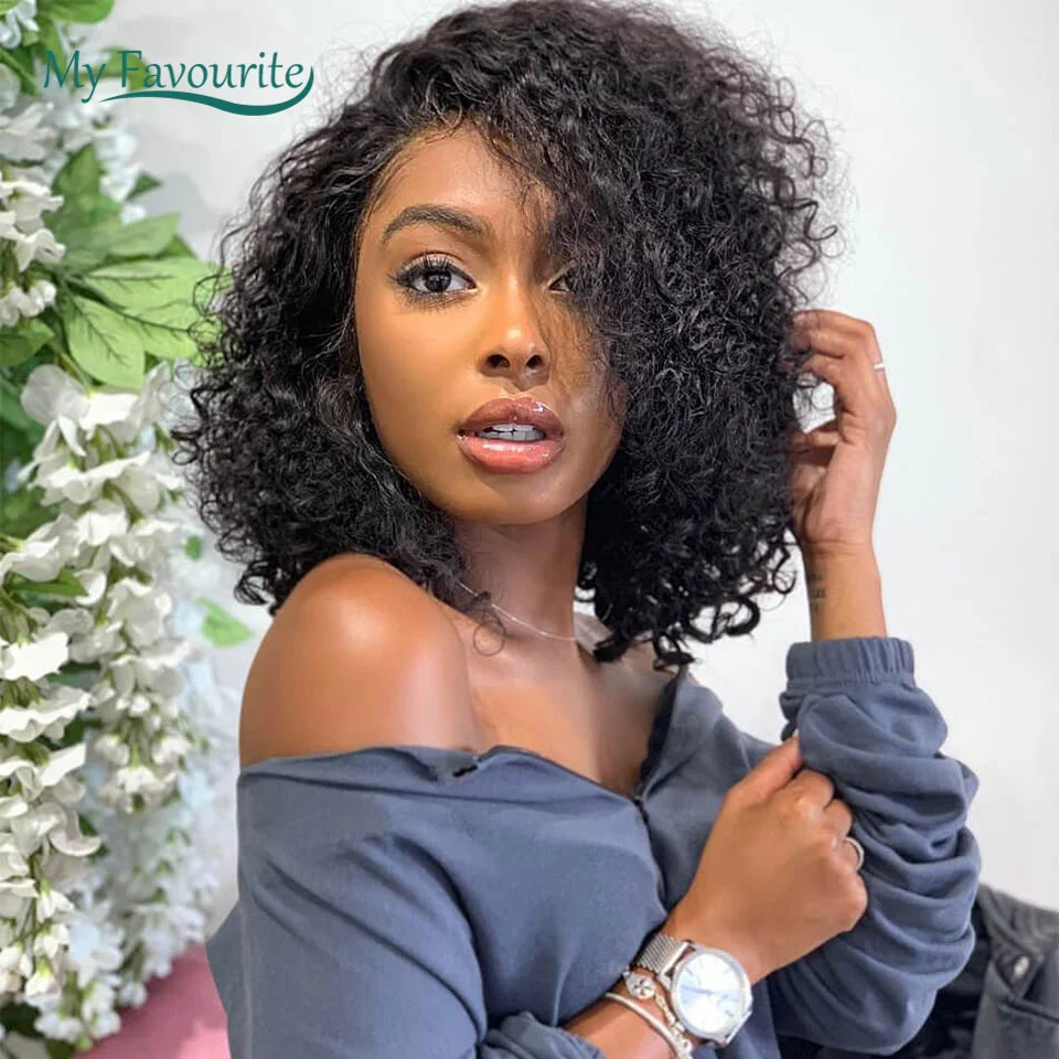 Short Bob Wig Curly Lace Frontal Wigs 100% Human Hair Wigs For Women Human Hair 4x4 Closure 13x4 Pre Plucked Wig 16 Inch Natural