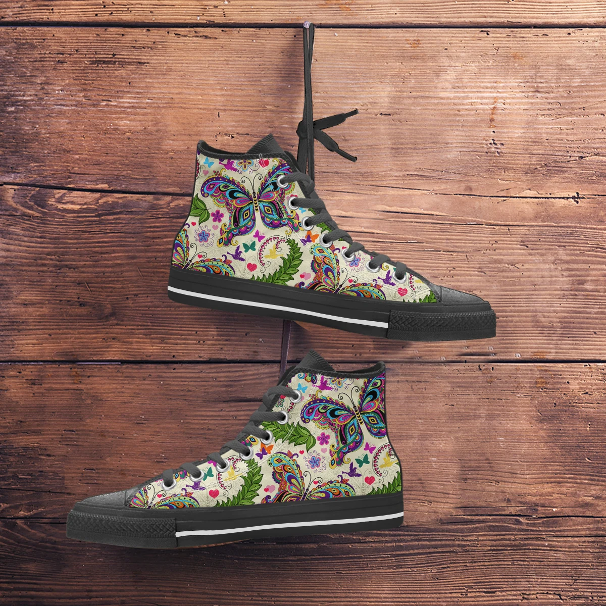 

Nopersonality Fashion Classic Ladies High-Top Canvas Shoes Outdoor Casual Vulcanized Sneakers Soft Beautiful Butterfly Shoes
