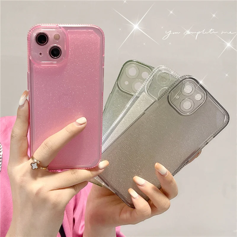 

Bling glitter powder transparent case for iphone 13 12 11 Pro Max 13Pro x xr xs max 7 8 plus protective case back cover