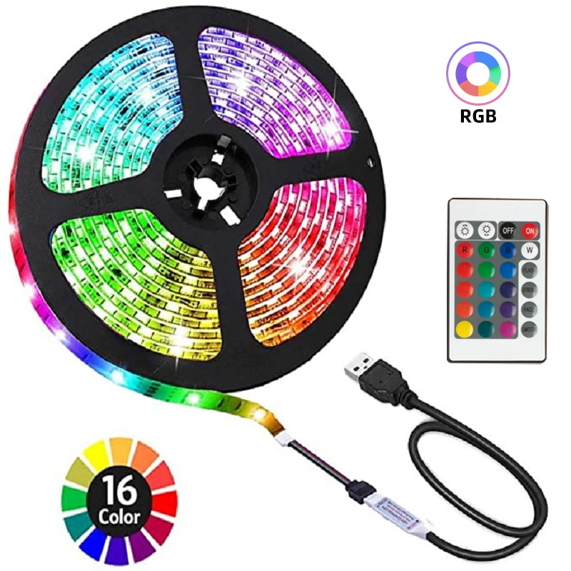 

LED Strip Light RGB 5050 USB TV Desktop Screen BackLight Lamp for Room Decoration Infrared Control with 24keys Diode Tape DC5V