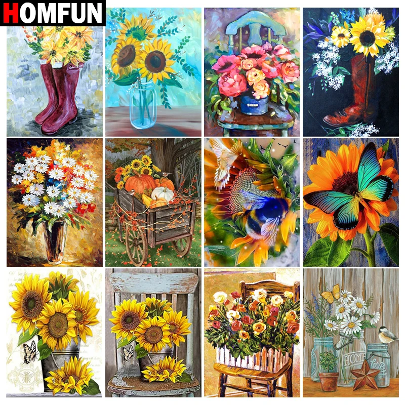 

HOMFUN 5D Diamond "Flower Landscape" Diamond Embroidery Full Round/ Square Diy Diamond Painting Cross Stitch Home Decor