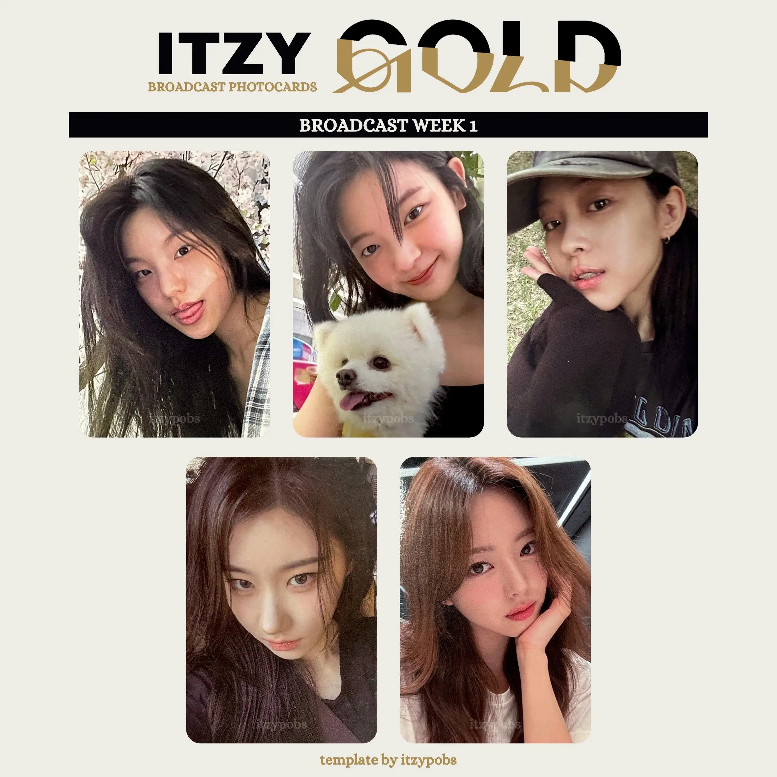 Использованная фотокарточка ITZY GOLD Broadcast Sanok 5 видов Полный комплект КОРЕЯ