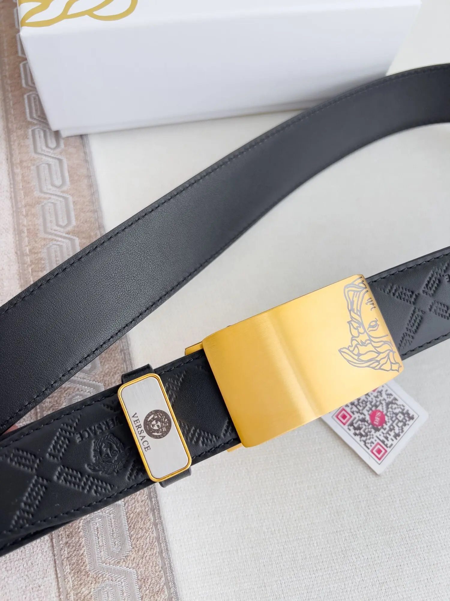 точная копия 1:1 VERSACE Style Copy1:1 Бутиковый С АвтомАтической Пряжкой КлассичесКие Простые Модели Ремень Из ВолоВьей Кожи Длиной 35 См
