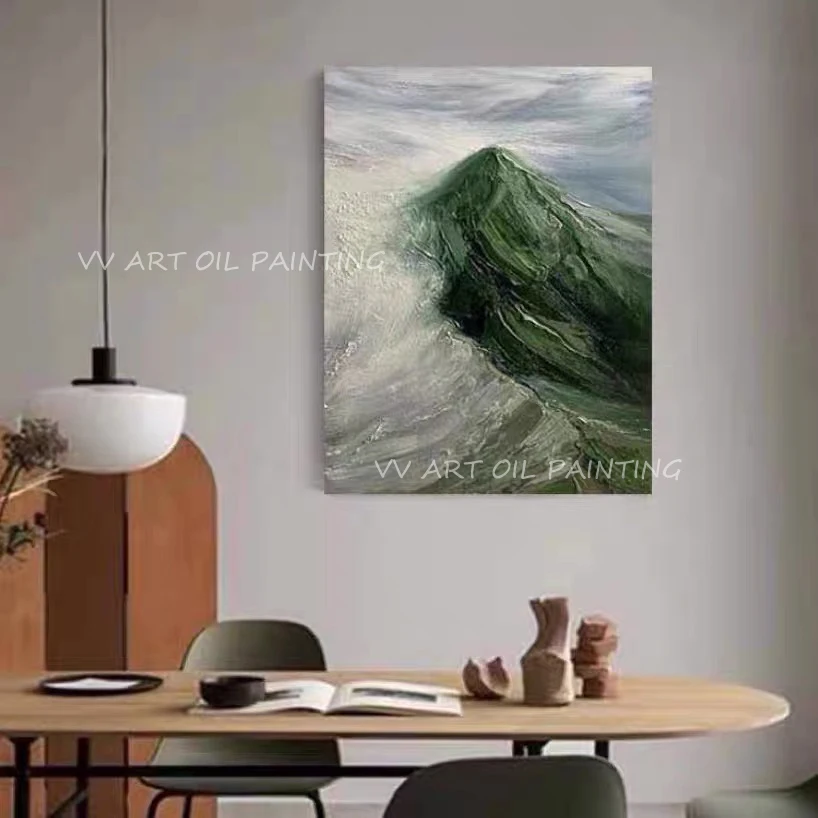 100% г. ручная роспись горный зеленый нож для пикника коричневая картина маслом