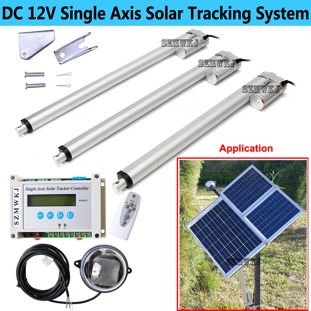 Auto-Tracking 12V Single Axis Electronic LCD Solar Tracker Controller With 1500N DC Linear Actuator Motor DIY Solar Panel System