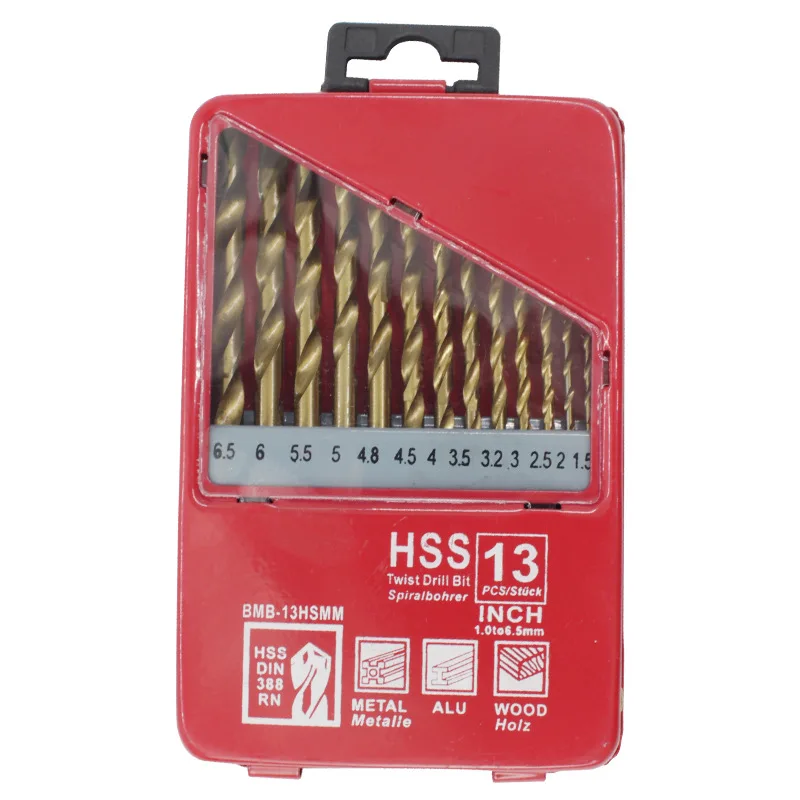 

13/19/25Pcs Twist Drill Bits 1mm-13mm Straight Shank Titanium Coated HSS Drill Bits Set For Cutting Drilling Hole Polishing