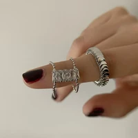 high sense zircon chain ring set female minority design simple personality temperament versatile fashion ring ring