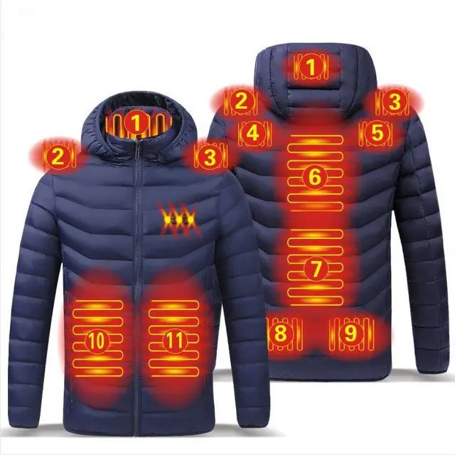 

2022 Winter New Warm USB Heating Fleece Jackets Parkas Smart Thermostat Detachable Hooded Heated Waterproof Jacket Clothing