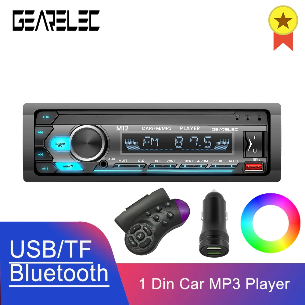 1 DIN Car Radio Stereo Player Digital Bluetooth 5.0 In Dash Head Unit FM Radio Receiver USB/SD With In Dash AUX Input