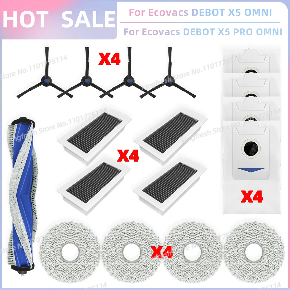 

Подходит для Ecovacs X5 OMNI / X5 PRO OMNI / X5 PRO Запчасти для пылесоса Основная щетка Крышка Фильтр HEPA Моп Сумки для пыли Корзина для пыли Модуль Ag+