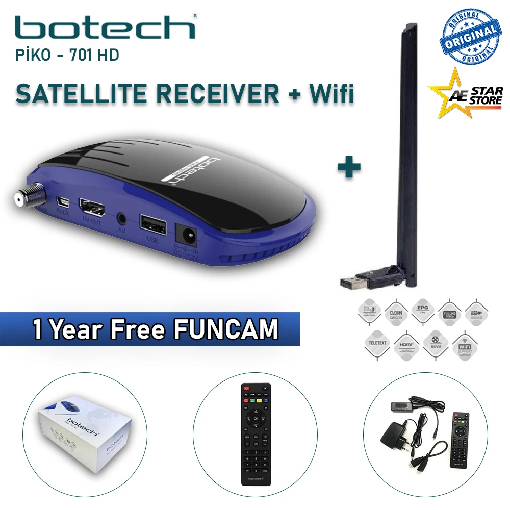 Спутниковый ресивер Botech Piko 701 Full HD оригинальный продукт 1 год функциональности HDMI