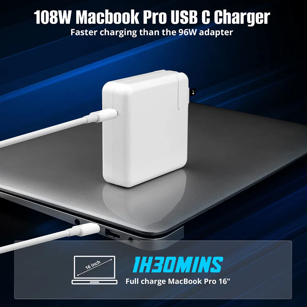 

Устройство для быстрой зарядки MacBook Pro, 108 ВТ, USB C, 13 дюймов