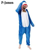 p jsmen anime cosplay costumes cartoon shark bodysuit piece pajamas mens ladies winter home couple wear suit for adults