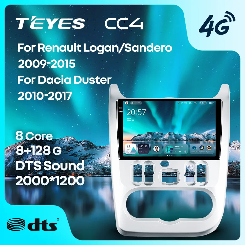 Фото TEYES Тиайс CC4 Штатная магнитола For Рено Логан рестайлинг For Дачия Дастер For Renault Logan Sandero For Dacia Duster For Lada Largus 2009 - 2021 автомагнитола 2 DIN DVD Auto мультимедиа автомобиля головное магнитола №1