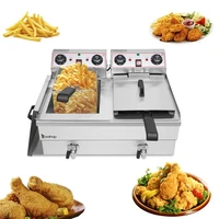 16 9QT 16L Total Capacity 24 9QT 23 6L Stainless Steel Faucet Double Tank Deep Fryer 3400W MAX  8L Big Blue Large Handle 