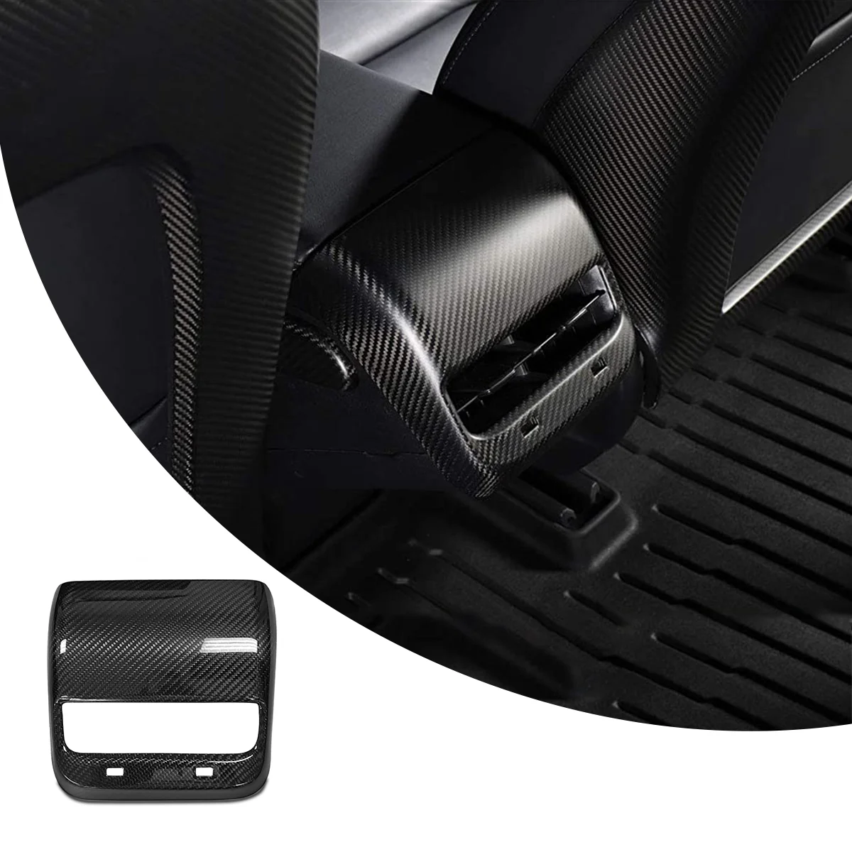 

Rear Seat Air Vents And ABS Carbon Fiber USB Cover Are Specially Designed For Model 3/Y Owners