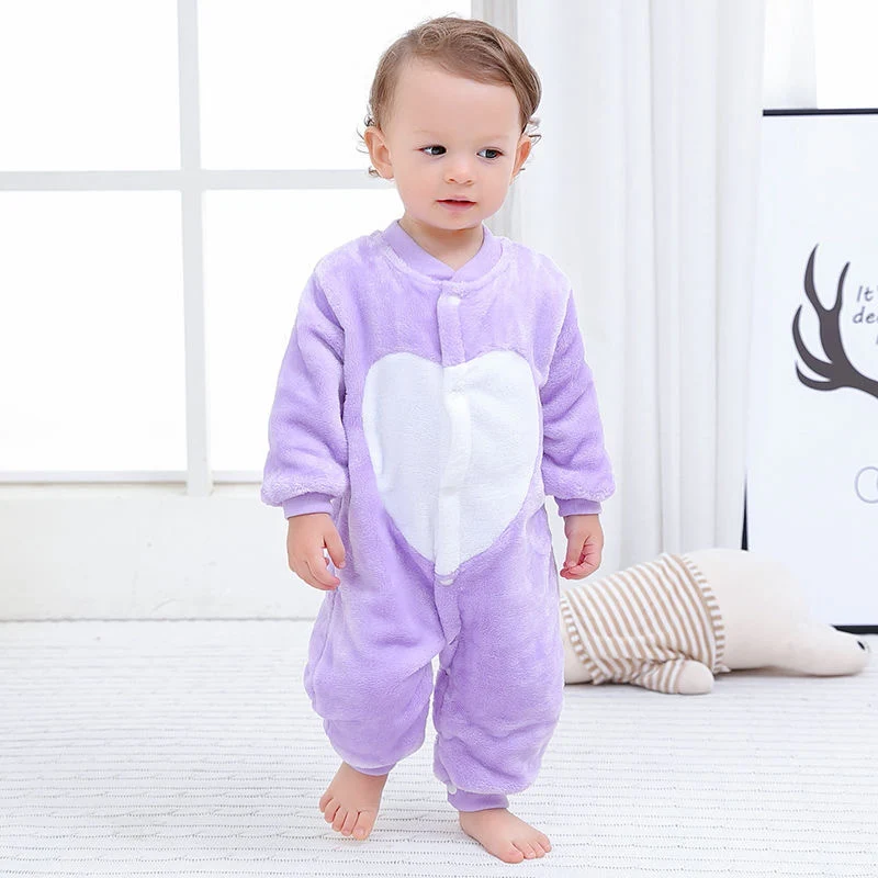 Autumn & Winter Baby Warm Clothes Boy Girl Pure Colour Romper Infant Flannel Soft Fleece Jumpsuit One Piece Toddler Overalls