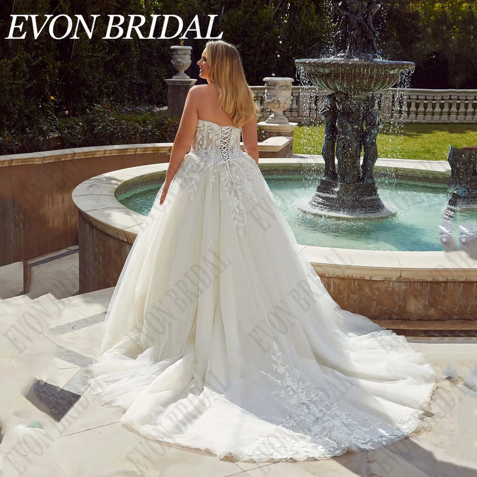 EVON свадебное кружевное платье для невесты женское без бретелек со шнуровкой