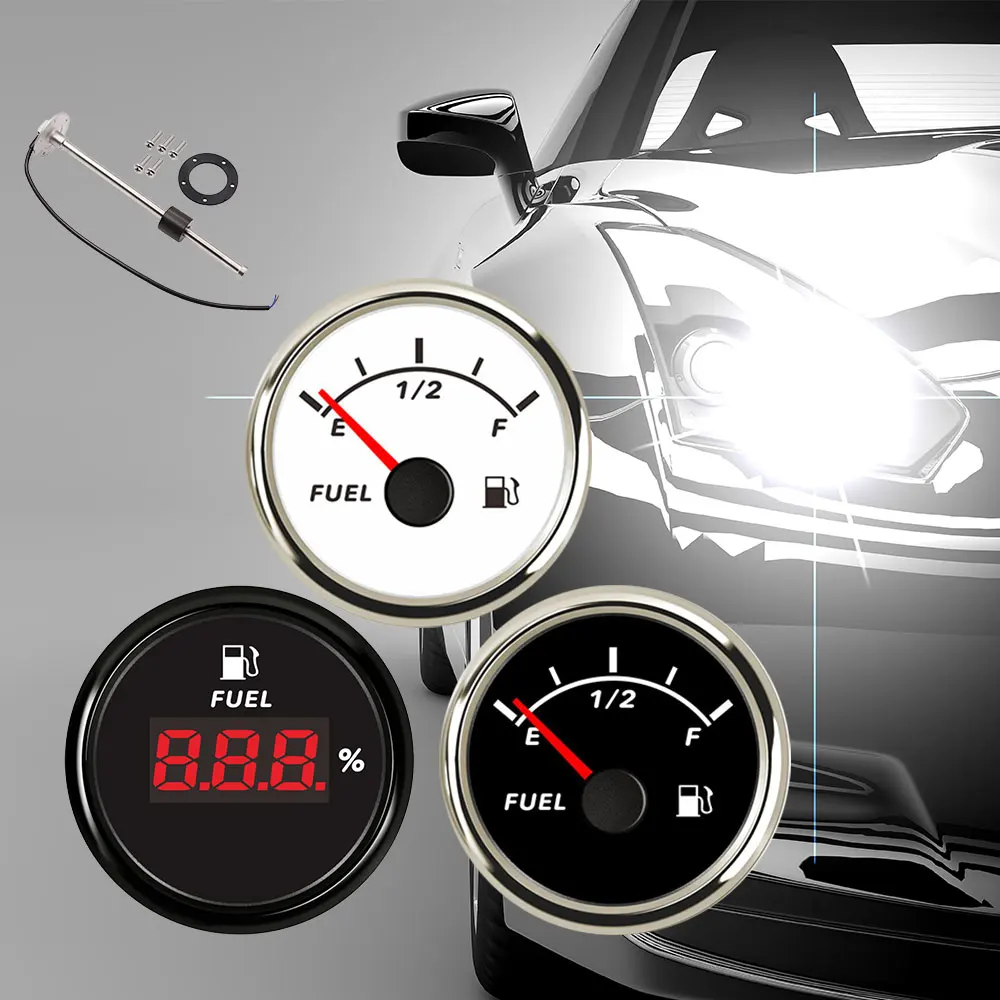 

RHAXEL 52mm Fuel Level Gauge Meter 0-190ohm 240-33ohm with Red Backlight 9-32V Level Sensor 150mm 175mm 200mm 225mm