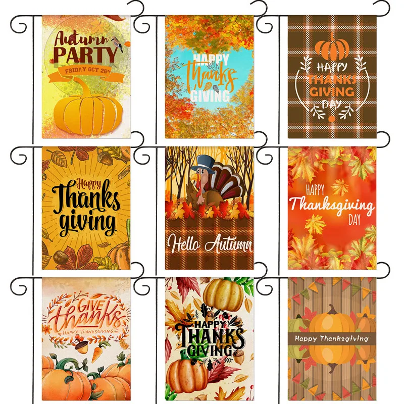 

New Thanksgiving Themed Garden Flag Harvest Pumpkin Letters Garden Decoration Banner 30*45cm（11.81IN*17.71IN）