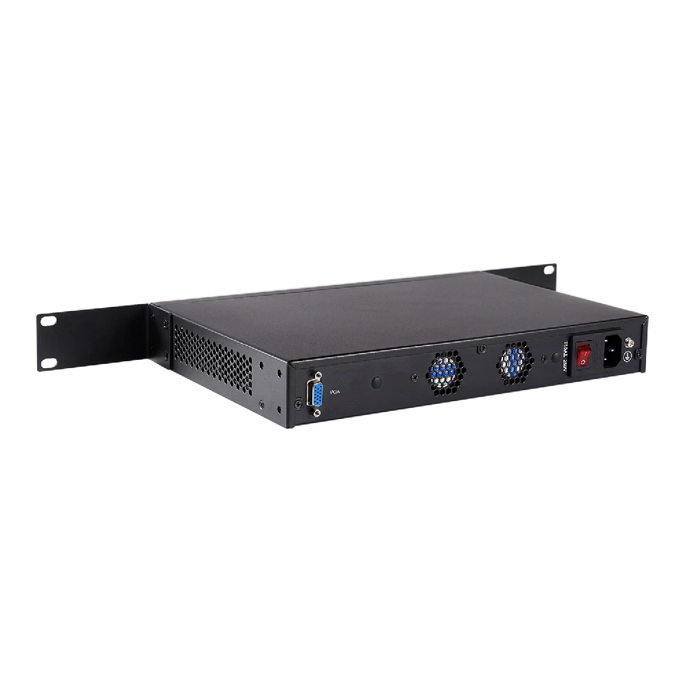 HUNSN Rack Mount Micro Firewall Appliance Mini PC pFsense Mikrotik OPNsense VPN Router N100 RS03 AES-NI 6LAN 2USB COM VGA