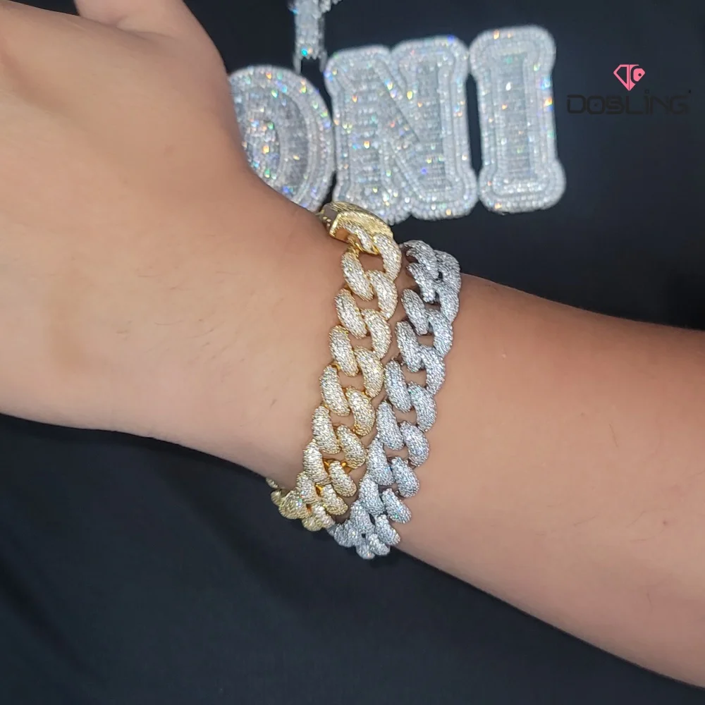 Фото Очарование Iced Out 14 мм Полный браслет с кубическим цирконом Мода Майами Кубинская цепочка Коробка Пряжка Хип-хоп Ювелирные изделия Подарки на день матери №2