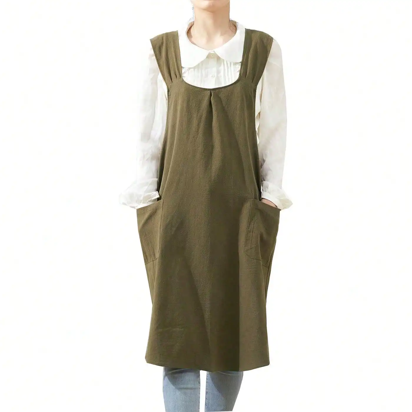 

Льняные кухонные фартуки Haojianxuan серые