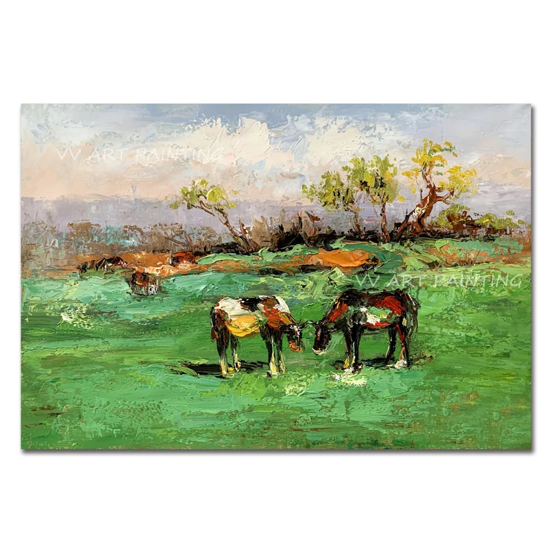Современная Абстрактная живопись лошадь животные толстая картина маслом ручной