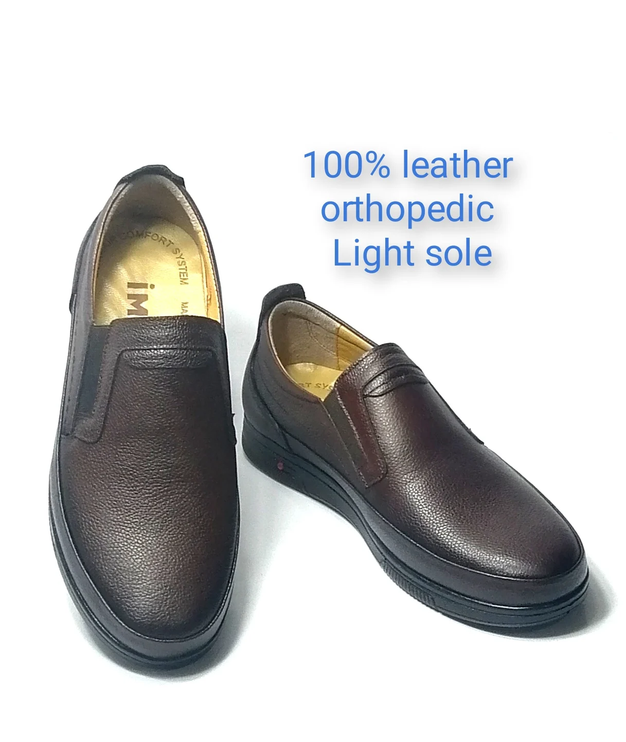 

Men's dark brown orthopedic casual 100% leather handmade shoes. Very comfortable. Soft. 1. Quality SHOES. New season. resistant